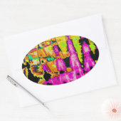 ネオングリッチ抽象芸術アートポスタープリント 楕円形シール (封筒)