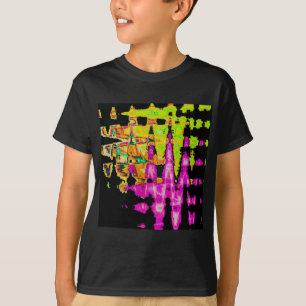 ネオングリッチ抽象芸術アートポスタープリント Tシャツ