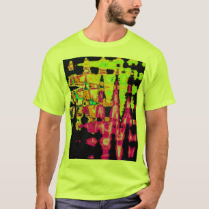 ネオングリッチ抽象芸術アートポスタープリント Tシャツ