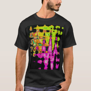 ネオングリッチ抽象芸術アートポスタープリント Tシャツ