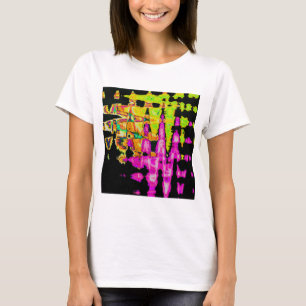 ネオングリッチ抽象芸術アートポスタープリント Tシャツ
