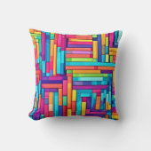 ネオングリッド – カラフル抽象芸術モザイク クッション (正面)