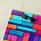 ネオングリッド – カラフル抽象芸術モザイク ビーチタオル (インサイチュ)