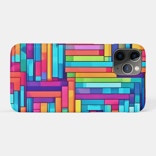 ネオングリッド – カラフル抽象芸術モザイク Case-Mate iPhoneケース (裏面(横))