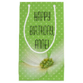 ネオングリーンとコスモスの花の誕生日 スモールペーパーバッグ (正面)