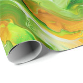 ネオングリーンとゴールデンの色合いのコンポジション ラッピングペーパー (ロールコーナー)