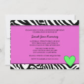 ネオングリーンとピンクのSweet sixteen 招待状 (裏面)