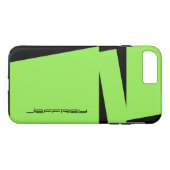 ネオングリーンとブラックトリプルストライプ、パーソナライズ名 Case-Mate iPhoneケース (裏面(横))