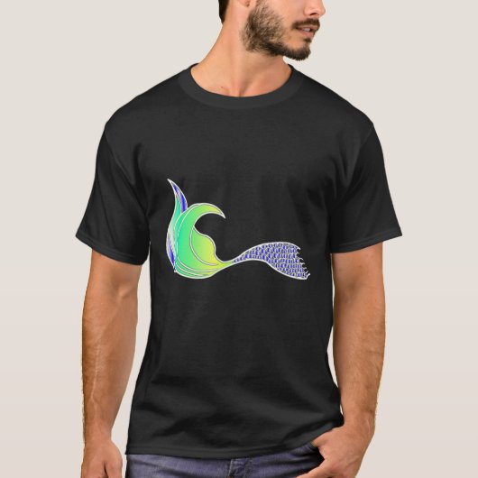 ネオングリーンと紫の人魚の尾 Tシャツ (正面)