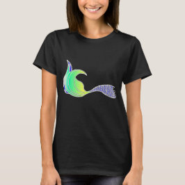 ネオングリーンと紫の人魚の尾 Tシャツ