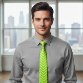 ネオングリーンと黄色のジグザグ ネクタイ