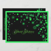 ネオングリーンのスイート16招待状 招待状 (正面/裏面)