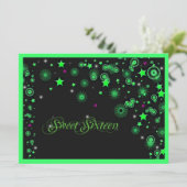ネオングリーンのスイート16招待状 招待状 (スタンド正面)