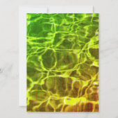 ネオングリーンの結婚式の水抽象アート 招待状 (裏面)