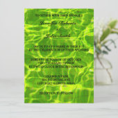 ネオングリーンの結婚式の水抽象アート 招待状 (スタンド正面)