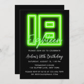 ネオングリーンの18歳誕生日パーティー招待状 招待状 (正面/裏面)