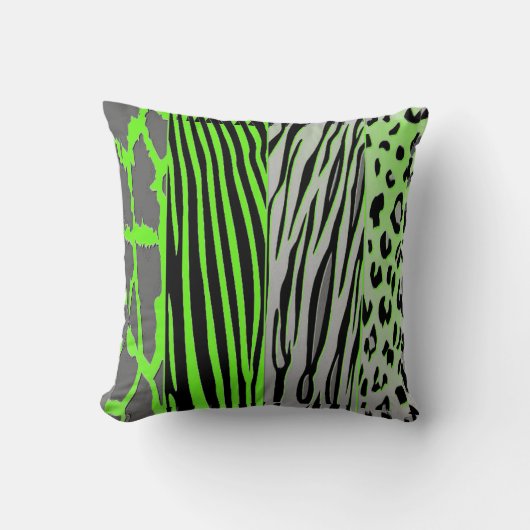 ネオングリーンアニマルプリント枕モダン具 クッション (正面)