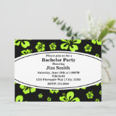 ネオングリーンイエローハイビスカスフローラブラック招待状 招待状 (スタンド正面)