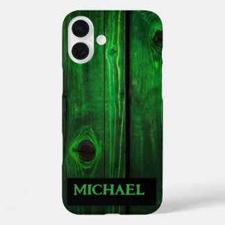 ネオングリーンウッドモダン抽象芸術iPhone / iPadケース iPhone 16 Plusケース