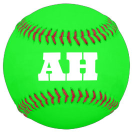 ネオングリーンエレガントイニシャルカラーモノグラムブライト ソフトボール