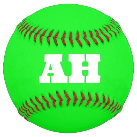 ネオングリーンエレガントイニシャルカラーモノグラムブライト ソフトボール (正面)