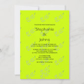 ネオングリーンカラフルイエロー葉アートボホ結婚ズ 招待状 (正面)