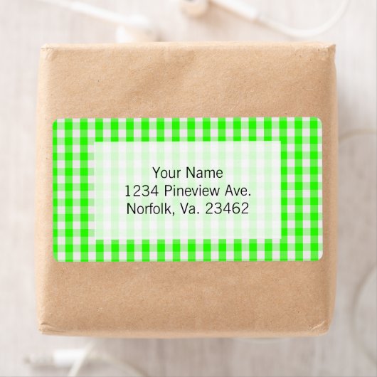 ネオングリーンギンガムパターンバイシャーリーテイラー ラベル (インサイチュ)