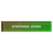 ネオングリーングラデーションウォーター抽象芸術アートモノグラム名 デスクネームプレート (正面)