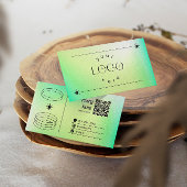 ネオングリーングラデーショントレンディー編集可能名刺 名刺