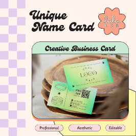 ネオングリーングラデーショントレンディー編集可能名刺 名刺