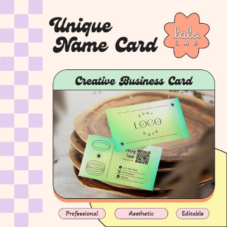 ネオングリーングラデーショントレンディー編集可能名刺 名刺