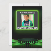 ネオングリーンゲーマーバースデーパーティーの招待 招待状 (裏面)