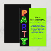 ネオングリーンシンボルや象徴バーバルミツワーパーティーカード 招待状 (正面/裏面)