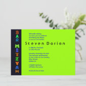 ネオングリーンシンボルや象徴バーバルミツワー招待状 招待状 (スタンド正面)