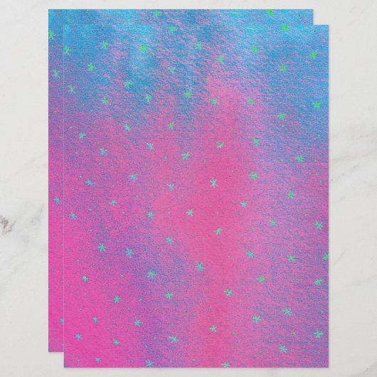 ネオングリーンスターズピンクブルーグリッタールックスクレープブック (正面/裏面)