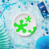 ネオングリーンスライムスリム白パーティー紙プレート ペーパープレート (パーティー)