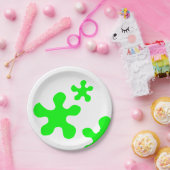 ネオングリーンスライムスリム白パーティー紙プレート ペーパープレート (パーティー)