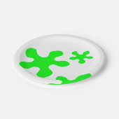 ネオングリーンスライムスリム白パーティー紙プレート ペーパープレート (アングル)