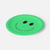 ネオングリーンハッピー顔カスタム  ペーパープレート (アングル)