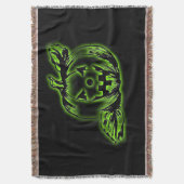 ネオングリーンハロウィーンのカボチャのちょうちん スローブランケット (正面縦)