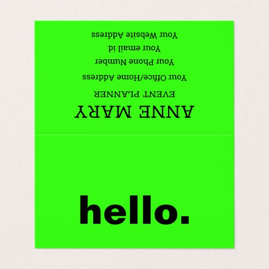 ネオングリーンハローカラフルブライトタイポグラフィカスタム 名刺 (外部フラット)