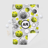 ネオングリーンピクルボールズイニシャルスワットタオル ゴルフタオル (インサイチュ)