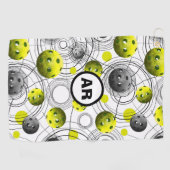 ネオングリーンピクルボールズイニシャルスワットタオル ゴルフタオル (横)