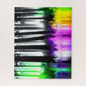 ネオングリーンピンクパープルイエローフォレスト反射 ジグソーパズル (縦)