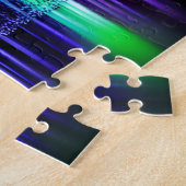 ネオングリーンピンクパープルイエローフォレスト反射 ジグソーパズル (側面)