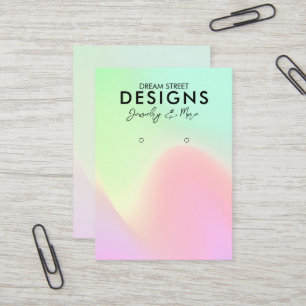 ネオングリーンピンクレインボーイヤリングディスプレイカード 名刺