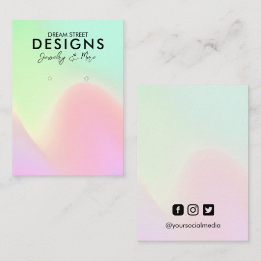 ネオングリーンピンクレインボーイヤリングディスプレイカード 名刺 (正面/裏面)