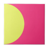 ネオングリーンピンクレトロハーフサークルミッドモダン抽象芸術 タイル (正面)