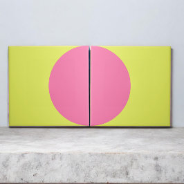 ネオングリーンピンクレトロハーフサークルミッドモダン抽象芸術 タイル