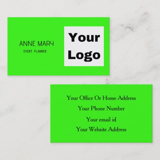 ネオングリーンブライトおカラフル客様のカスタムロゴトレンディー 名刺 (正面/裏面)